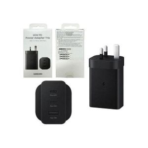 Samsung  Galaxy S26 65W PD Super fast Power Adapter trio with 2xUSB-C and 1xUSB-A Ports – Black