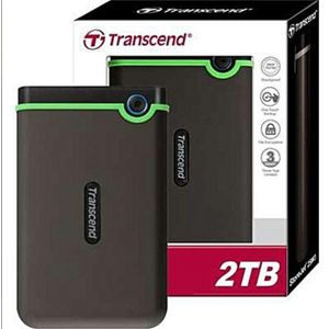 Transcend StoreJet 25M3 2TB Portable External Hard Drive – USB 3.1, Military-Grade Shock Resistance, High-Speed Data Transfer, Slim & Durable