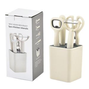 Knif Set with Block, 5 Piece Kitchen Knif Sets with Stainless Steel Knive Snips and Peeler for Veg Fruit Meat Steak