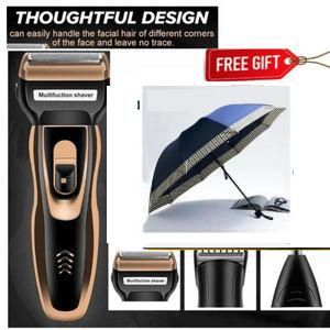 Geemy Shaver Rechargeable Hair Shaving Machine, Shaver- 3 In 1 +Checked Umbrella 