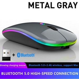 Wireless Bluetooth 5.0 + 2.4G Dual-mode Rechargeable LED Optical Mouse