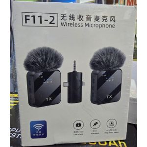 F11-2 3-in-1 Wireless Lavalier Microphone Omnidirectional Clip Mic with Noise Cancelling for Android & iPhone Recording