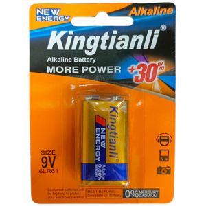 King Tianli 9Volts ALKALINE BATTERY (Non-Rechargeable) +30% more power. Model 6LR61 Ideal for electronic gadgets like smoke detectors, microphones, and robots.