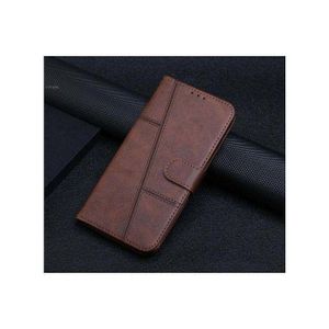 Samsung Galaxy A05 Executive Leather Wallet Flip Cover – Magnetic Stand Shockproof Case - Dark Brown