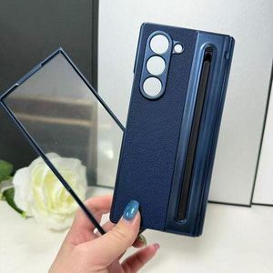 Samsung  Z Fold 7 - Built-in S Pen Holder & Screen Protector/front glass, Slim Shockproof Soft Leather Electroplating with Hinge Protection Cover Case