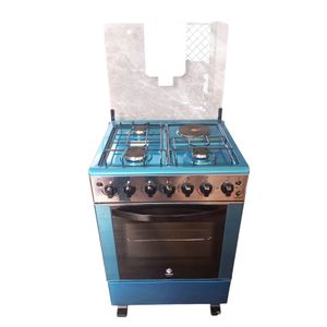 Euroken High Quality Shinny Finnish 60cm by 60cm Extra Large Cooking Surface 3 Gas +1 Electric Hotplate Standing Cooker with Electric Oven and Glass Lid Cover 