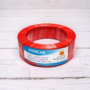 Evin 1.5mm Red Single Core Solid Flexible Strong Build PVC Indoor Electrical Wiring Cable 