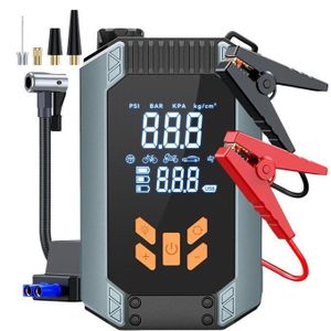 4 in 1 Multifunctional Portable Digital Car Jump starter, 150PSI Tyre Inflator Cordless air compressor Tyre Pump, LCD Dual Screen, Power Bank with USB Port, Flashlight, Type C charging cable