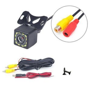 12 LED 12V Wide Angle HD Car Rearview Camera Rear View Video Vehicle Camera Backup Reverse Camera Night Vision Parking Camera-1Set 8 LED_Red