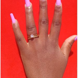 Gold Plated Double wedding ring engagement ring for women with free box