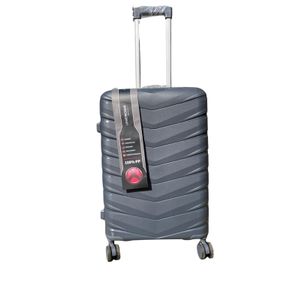 UNICROSS 23" Medium Suitcase - 100% PP Unbreakable Hard Shell Luggage, Dark Grey. 15kg Capacity, Double Anti-Theft Zip, Telescopic Handle, 360° Silent Rubber Spinner Wheels, Travel & Business Ready