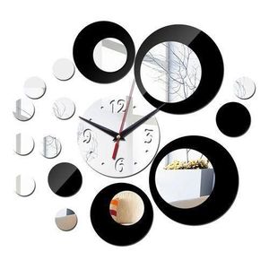 3D Three-dimensional Acrylic Wall Clock DIY Fashion Mirror Wall Stickers -Silver