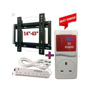 14,22,24,32,39,40,42 &43 Inch TV Wall Mounting Bracket +Electronic TV Guard +4 Way Power Extension