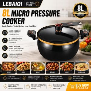 Mini pressure cooker with enamel ceramic crystal inner pot, 2.1 gallons/8 liters, fast heating non-stick saucepan, with safety lock handle and stand-up transpar