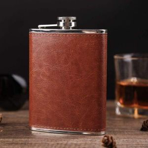 200 ML Stitched Leather Hip Flask Alcoholic Beverage Holder