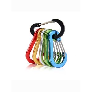 6Pcs Aluminum Alloy Carabiner Keychain Outdoor Camping Climbing Snap Clip Lock Buckle Hook Fishing Accessories