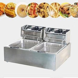 6L Commercial Double Stainless Steel Deep Fryer 2500w