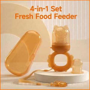 Baby Fruit Feeder & Teether Toy Set - BPA Free Silicone Pacifier + Anti-Drop Chain + Box