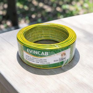 Evin  1.5mm Yellow/Green Single Core Solid Long Life Safe Electrical Wiring Cable 