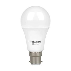 Tronic Color: Day Light  Base Type: B22 Dimensions: Height 137mm x Width 70mm Voltage: AC 220 - 240V Watts: 15W Lumens: 90 per Watts  Material: Plastic Warranty: 1 Year