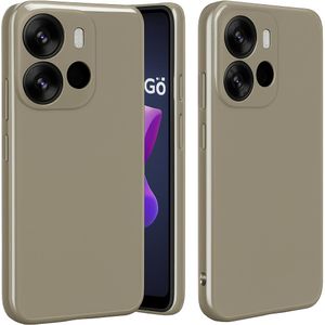 Soft Flexible Silicone Case for TECNO Pop 7, Shockproof Anti-Scratch Slim TPU Protective Back Cover (Beige)