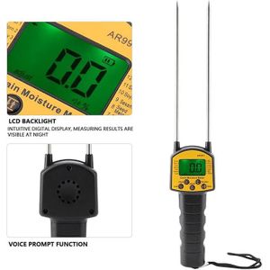 Grain moisture Meter, Grain Humidity Meter, Digital LCD Display Grain Humidity Tester, Fibre Grain Moisture Tester, with Double Probe, for Wheat Corn Rice Peanut Soybean Rice