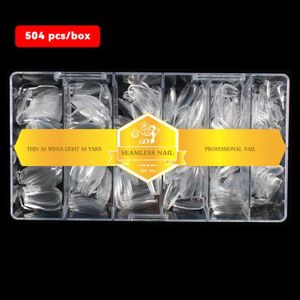 504Pcs Almond Press On Nail Tips , Ultra-Thin No-File Matte Back Clear Top