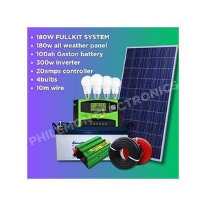 Sunlight Solar  Fullkit 180w Solar Panel + 100AH Battery + 300w Inverter + 10 Amp Controller + 4 Bulb+ 10M WIRE..