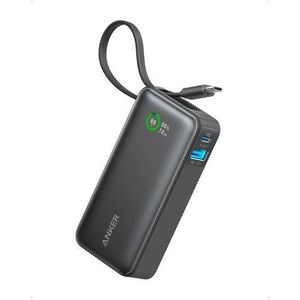 Anker Nano Power Bank, 10,000mAh Portable Charger with Built-in USB-C Cable, 30W Recharging, 30W Max Output with USB-C&A, for iPhone 16/15 Series, MacBook, Galaxy, AirPods, and More