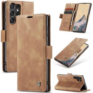 Caseme Retro Wallet Flip Cover for Samsung Galaxy S23 Ultra–Premium PU Leather Kickstand Case with Card Slots