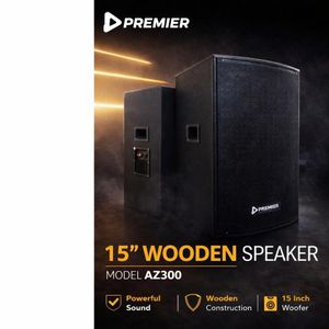 Premier AZ300 15 Inch Audio Speaker Wooden Cabinet High Power PA Sound System Speaker 