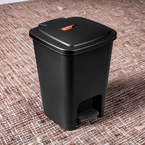 Hard Gauge Plastic Stable Base Non Slip Bottom 30L Black Hard Plastic Step Pedal Waste Garbage Dust Bin