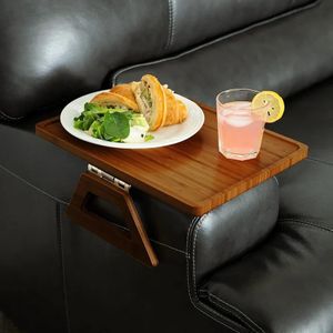 Foldable Clip-On Wooden Armrest Tray 33x24cm – Sofa Table for Food, Drinks, Remote & Phone