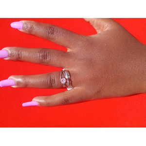 Silver Plated Double wedding ring engagement ring for women with free box