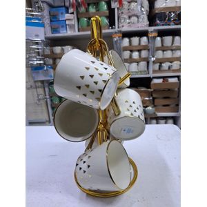 6 Pcs Gold Decorated Cofee Mugs