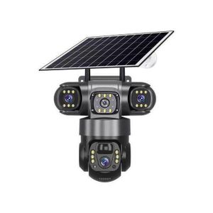 wifi Triple Lens Solar CCTV Camera 360 Degrees View High Quality View 12MP Full HD Camera WaterProof Camera