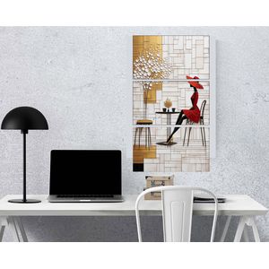 SITTING RED LADY ART WALL ART DECOR/ WALL MOUNTS/ WALL PICTURE FRAMED WITH ON MDF HARDBOARD AS IN PICTURRE TO ELEVATE YOUR LIVING SPACE, Sizes from A4 to A1