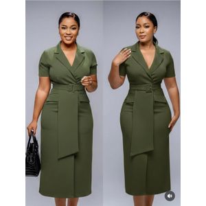 Olive green midi blazer dress
