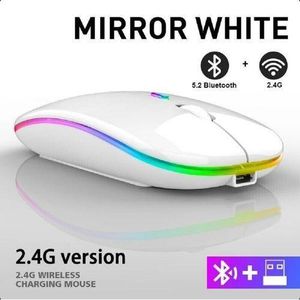 Wireless Bluetooth 5.0 + 2.4G Dual-mode Rechargeable LED Optical Mouse - White