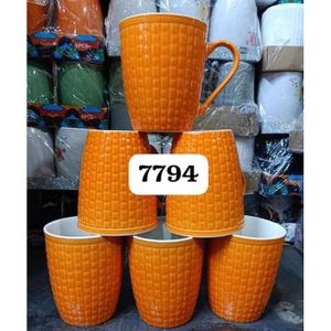 Orange rough mug set of 6pcs