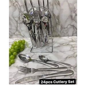 24-Piece Flatware Cutlery Set, Stainless Steel Spoons Forks and Knives Sets,for Home Restaurant, Party