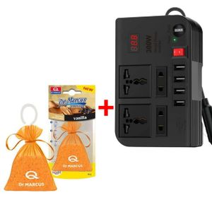 300W Car Power Inverter Dc to Ac 12V to 240V With 4 Ac ports, 4 USB ports + cigarette lighter plus free air freshner