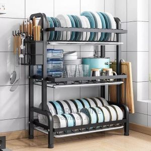 3 Tier High Quality Carbon Steel Dish Rack Utensil Organizer 3 Layers Dish Drainer