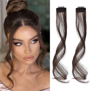 Emu Semi Human Hair Clip-In Side Bangs Extension - Dark Brown 