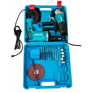 Electric Drill & Angle Grinder Combo Kit with Accessories  Heavy Duty Power Tool Set with Carry Case