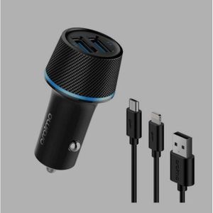 Oraimo OCC-21DML Highway Car Charger With 2-In-1 Lightning & Micro USB Cable - Black