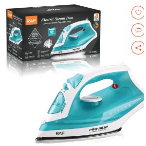 RAF Electric Steam Iron Box, Non-Stick Ceramic Soleplate, 2200W White & Blue