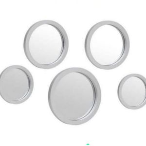 5-in-1 Decor Mirrors – Wall Decorative Mirror Set (White & Silver)