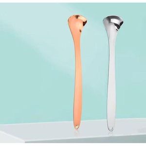 2 Pack Silver And Rose Gold Spoon Type Tongue Scraper Stainless Steel Tongue Coating Cleaner Oral Care Tool