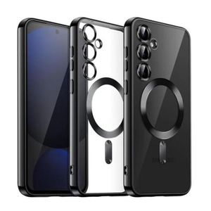 Samsung Galaxy S25 Plus Transparent Magsafe Cover With Black Electroplated Edges , Unique And Stylish Military Shockproof Phone Case Protective Cover